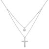 Double Necklace Cross & Single Stone