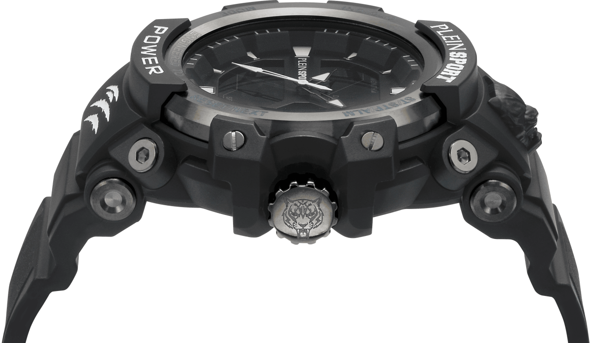 PLEIN SPORT COMBAT 3 HANDS & DIGITAL BLACK SILICON STRAP