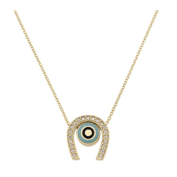 Gold Horseshoe & Eye Necklace